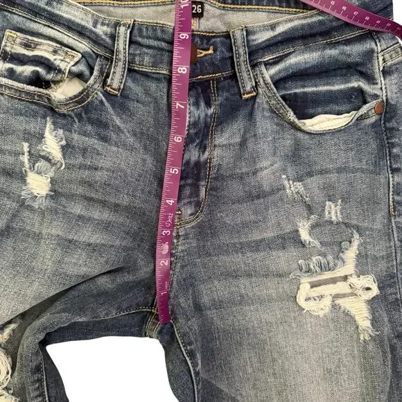 Judy Blue Jeans Womens 3 26 Boyfriend Fit Distressed Ripped Medium Wash Denim - Picture 9 of 16